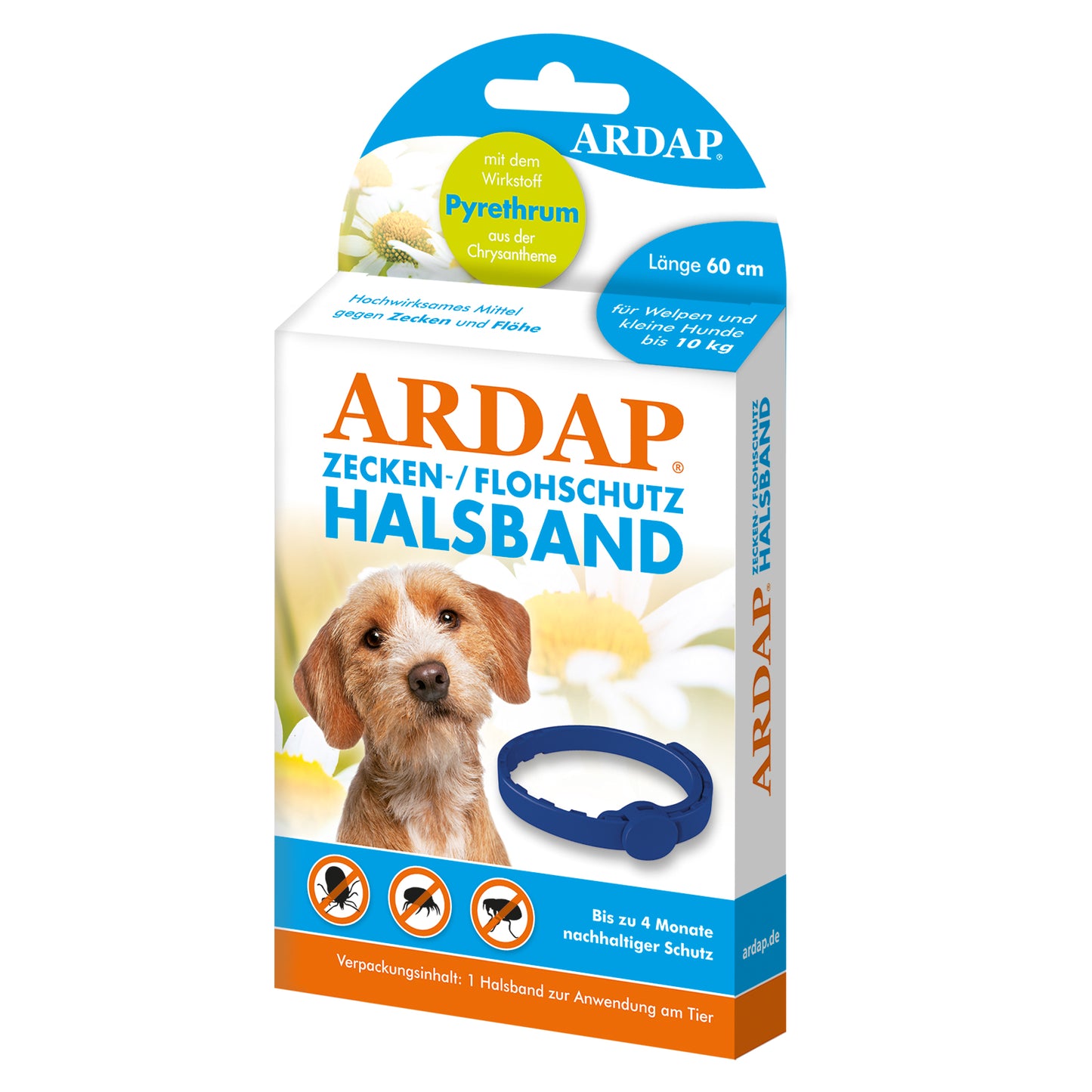 ARDAP Zecken- u. Flohhalsband kleine Hunde bis 10 kg